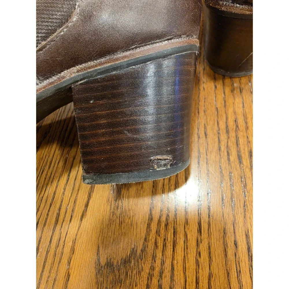 Sperry Womens Brown Leather Strap Wedge Ankle Boots Size 12 Western Boho Cowgirl